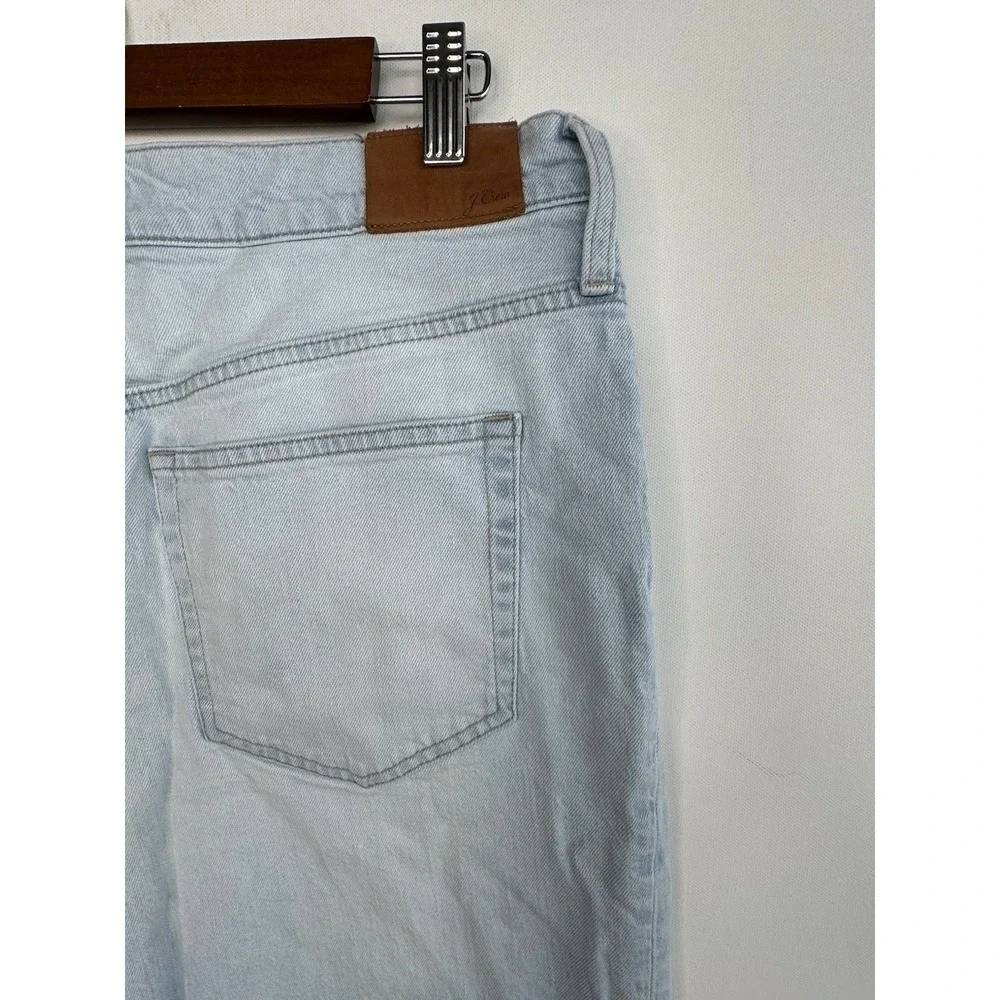 J. Crew Light Wash Slim Wide Leg High Waisted Ankle Jeans‎ Raw Hem Size 31 Tall